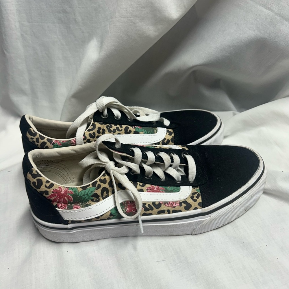 Vans Women's Old Skool Ward Cheetah Tropical Floral Print Shoes Size 6.5 - Picture 4 of 10